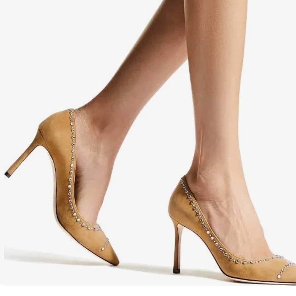 Jimmy choo romy 85 hazel/ silver studded with crystal rhinestones size 37